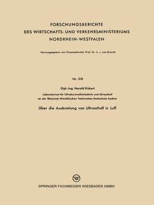 cover image of Über die Ausbreitung von Ultraschall in Luft
